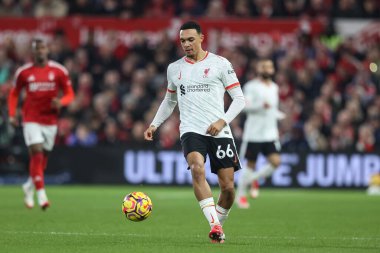 Liverpool 'dan Trent Alexander-Arnold Premier Lig maçı sırasında Nottingham Forest' a karşı Liverpool City Ground, Nottingham, Birleşik Krallık 'ta 14 Ocak 2025' te