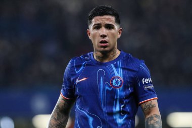Chelsea 'den Enzo Fernnndez Premier Lig karşılaşmasında Chelsea' ye karşı Bournemouth Stamford Köprüsü, Londra, İngiltere, 14 Ocak 2025