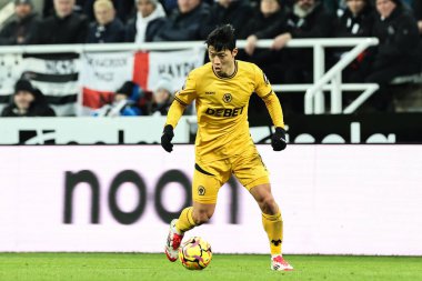 Wolverhampton Wanderers takımından Hwang Hee-Chan, Premier Lig karşılaşmasında Newcastle United, Wolverhampton Wanderers 'a karşı St. James' s Park, Newcastle, İngiltere, 15 Ocak 2025