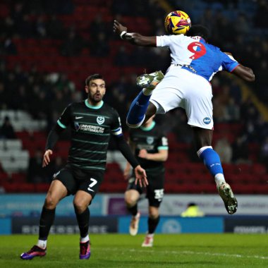 Makhtar Gueye of Blackburn Rovers heads at goal during during the Sky Bet Championship match Blackburn Rovers vs Portsmouth at Ewood Park, Blackburn, United Kingdom, 15th January 2025 clipart