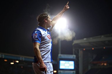 Callum Brittain of Blackburn Rovers celebrates his goal during the Sky Bet Championship match Blackburn Rovers vs Portsmouth at Ewood Park, Blackburn, United Kingdom, 15th January 2025 clipart