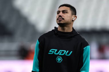 Wolverhampton Wanderers 'ın Andr' ı, Premier League maçı Newcastle United 'a karşı Wolverhampton Wanderers' ın 15 Ocak 2025 'te St. James' s Park, Newcastle, İngiltere 'deki maçı öncesinde geldi.