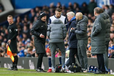 Tottenham Hotspur 'dan Radu Draguin, 19 Ocak 2025 tarihinde Goodison Park, Liverpool' da oynanan Premier League maçında Everton Tottenham Hotspur 'a karşı sarsıntı kontrolünden geçti.