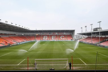 Bloomfield Road, Blackpool Home of Blackpool 'un genel görünümü, 18 Ocak 2025' te Bloomfield Road, Blackpool 'da Blackpool-Huddersfield Town maçının öncesinde