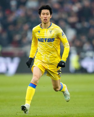 Kristal Saray 'dan Daichi Kamada Premier Lig maçı sırasında Londra Stadyumu' nda West Ham United 'a karşı Crystal Palace, 18 Ocak 2025