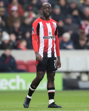 Brentford 'dan Yoane Wissa Premier League maçı sırasında Brentford, Liverpool' a karşı Gtech Community Stadyumu, Londra, Birleşik Krallık, 18 Ocak 2025