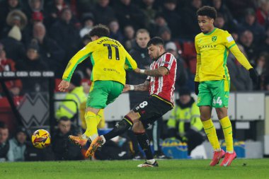 Sheffield United takımından Gustavo Hamer, 18 Ocak 2025 'te İngiltere' nin Bramall Lane şehrinde oynanan Sky Bet Şampiyonası maçında Norwich City ile Norwich City arasındaki maçta Norwich City 'den Emiliano Marcondes tarafından yenildi.