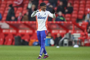 Nottingham Ormanı 'ndan Anthony Elanga Premier League maçında ısınma turunda Nottingham Forest Southampton' a karşı City Ground, Nottingham, İngiltere, 19 Ocak 2025