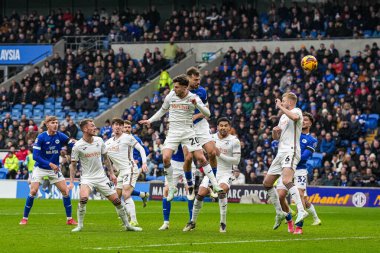 Cardiff City 'den Dimitris Goutas, 18 Ocak 2025' te Cardiff City, İngiltere 'deki Cardiff City Stadyumu' nda oynanan Sky Bet Şampiyonası maçında takımının üçüncü golünü attı.