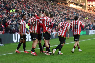 Sheffield United takımından Harrison Burrows, 18 Ocak 2025 'te Bramall Lane, Sheffield, İngiltere' de oynanan ve Sheffield United ile Norwich City arasındaki Sky Bet Şampiyonası maçında 1-0 yenilen golünü kutluyor.