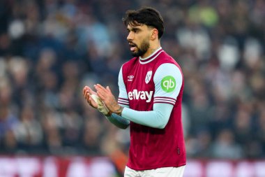 West Ham United takımından Lucas Paqueta, 18 Ocak 2025 'te Londra Stadyumu' nda oynanan Premier League karşılaşmasında tepki gösterdi.