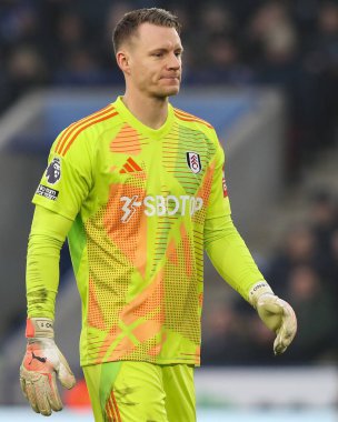 Fulham 'dan Bernd Leno Premier League maçı sırasında Leicester City, Fulham' a karşı King Power Stadyumu, Leicester, İngiltere, 18 Ocak 2025