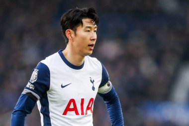 Tottenham Hotspur 'un oğlu Heung-min, 19 Ocak 2025' te Goodison Park, Liverpool 'da oynanan Premier League maçında Everton Tottenham Hotspur' a karşı.