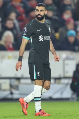 Liverpool 'dan Mohamed Salah Premier Lig maçı sırasında Brentford, Liverpool' a karşı Gtech Community Stadyumu, Londra, Birleşik Krallık, 18 Ocak 2025