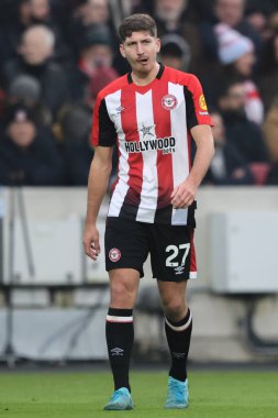 Brentford 'dan Vitaly Janelt Premier Lig maçı sırasında Brentford, Liverpool' a karşı Gtech Community Stadyumu, Londra, Birleşik Krallık, 18 Ocak 2025