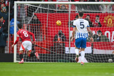 Manchester United takımından Bruno Fernandes, 19 Ocak 2025 'te Old Trafford, Manchester, İngiltere' de oynanan Premier League maçında skor 1-1 oldu.