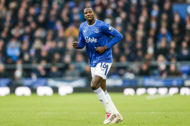 Everton 'dan Abdoulaye Doucoure, 19 Ocak 2025' te Goodison Park, Liverpool 'da oynanan Premier League maçında Everton Tottenham Hotspur' a karşı.