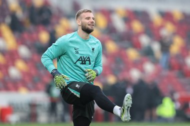 Liverpool 'dan Vtzslav Jaro Premier League karşılaşmasında Brentford Liverpool' a karşı Gtech Community Stadyumu, Londra, İngiltere 'de 18 Ocak 2025' te oynanan maç öncesi ısınma maçında 