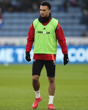 Premier Lig maçında Fulham 'dan Antonee Robinson King Power Stadyumu' nda Leicester City 'ye karşı, 18 Ocak 2025