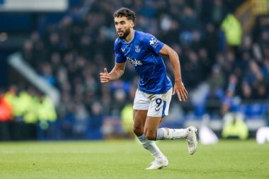 Everton 'dan Dominic Calvert-Lewin, 19 Ocak 2025' te Goodison Park, Liverpool 'da oynanan Premier League maçında Everton Tottenham Hotspur' a karşı.