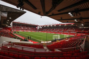 Premier Lig maçı sırasında Nottingham Forest 'ın Southampton' a karşı oynadığı City Ground, Nottingham, İngiltere maçının genel bir görüntüsü.