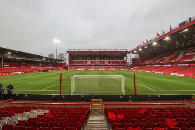 Premier Lig maçı sırasında Nottingham Forest 'ın Southampton' a karşı oynadığı City Ground, Nottingham, İngiltere maçının genel bir görüntüsü.
