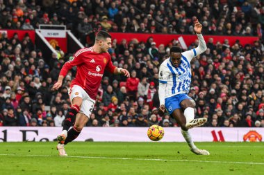 Brighton & Hove Albion takımından Danny Welbeck, Manchester United ve Hove Albion 'ın 19 Ocak 2025' te Old Trafford, Manchester, İngiltere 'de oynadığı Premier League maçında gol attı.