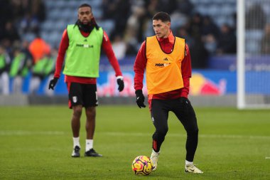 Maç öncesi ısınma öncesinde Fulham 'dan Saa Luki 18 Ocak 2025' te King Power Stadyumu 'nda Leicester City ile Fulham maçında karşılaşacak.
