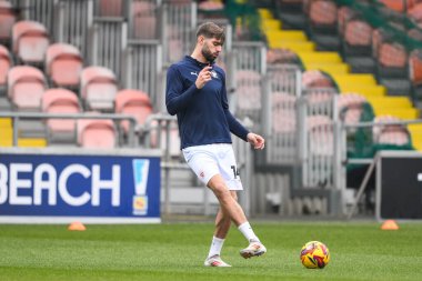 Blackpool 'dan Tom Bloxham, 18 Ocak 2025' te Blackpool, İngiltere 'deki Bloomfield Road' da oynanan Blackpool-Huddersfield 1 maçı öncesinde oynanan maç öncesi ısınma maçında...