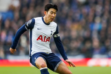 Tottenham Hotspur 'un oğlu Heung-min Premier League maçında Everton Tottenham Hotspur' a karşı Goodison Park, Liverpool, İngiltere, 19 Ocak 2025