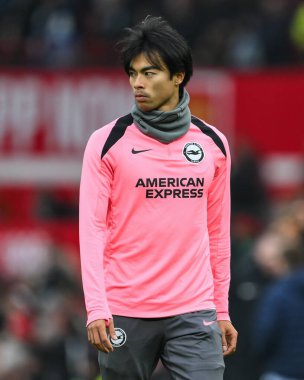 Brighton & Hove Albion takımından Kaoru Mitoma Premier Lig karşılaşması öncesinde Manchester United, Brighton ve Hove Albion 'a karşı 19 Ocak 2025' te Old Trafford, Manchester, Birleşik Krallık 'ta oynanan maç öncesi ısınma maçında