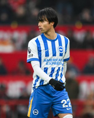 Brighton & Hove Albion takımından Kaoru Mitoma Premier Lig karşılaşmasında Manchester United ile Brighton ve Hove Albion 'a karşı Old Trafford, Manchester, İngiltere, 19 Ocak 2025