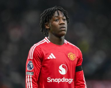 Manchester United 'tan Kobbie Mainoo Premier League maçı sırasında Manchester United ve Hove Albion' a karşı Old Trafford, Manchester, İngiltere, 19 Ocak 2025