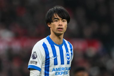 Brighton & Hove Albion takımından Kaoru Mitoma Premier Lig karşılaşmasında Manchester United ile Brighton ve Hove Albion 'a karşı Old Trafford, Manchester, İngiltere, 19 Ocak 2025