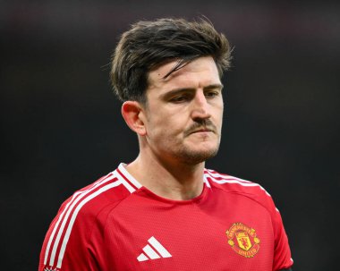 Manchester United ve Hove Albion arasında oynanan Premier League maçı sırasında Manchester United 'dan Harry Maguire, Old Trafford, Manchester, İngiltere, 19 Ocak 2025