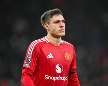 Manchester United ve Hove Albion arasında oynanan Premier League maçı sırasında Manchester United 'dan Manuel Ugarte, Old Trafford, Manchester, İngiltere, 19 Ocak 2025