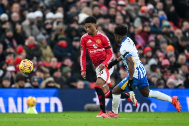 Manchester United takımından Amad Diallo, Manchester United ve Hove Albion maçında Brighton & Hove Albion 'dan Tariq Lamptey' i 19 Ocak 2025 'te Old Trafford, Manchester' da geçti.