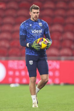 West Bromwich Albion takımından Alex Palmer, 21 Ocak 2025 'te Middlesbrough, Middlesbrough, Riverside Stadyumu' nda oynanan Middlesbrough-West Bromwich Albion maçında maç öncesi ısınma maçında...