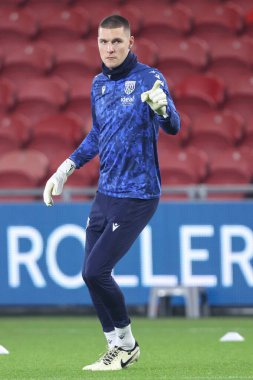 West Bromwich Albion takımından Ted Cann 21 Ocak 2025 'te Middlesbrough-West Bromwich Albion maçında oynanan maç öncesi ısınma maçında