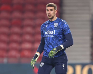 West Bromwich Albion takımından Alex Palmer, 21 Ocak 2025 'te Middlesbrough, Middlesbrough, Riverside Stadyumu' nda oynanan Middlesbrough-West Bromwich Albion maçında maç öncesi ısınma maçında...