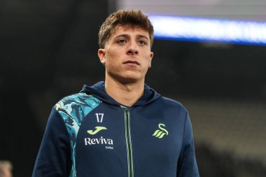 Swansea City 'den Gonalo Franco, Swansea.com Stadyumu' nda Swansea City ile Sheffield United arasındaki Sky Bet Şampiyonası öncesinde sahaya çıktı.