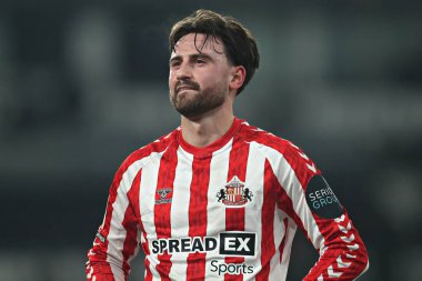Sunderland 'dan Patrick Roberts, 21 Ocak 2025' te İngiltere 'nin Derby şehrindeki Pride Park Stadyumu' nda oynanan Derby County - Sunderland maçından sonra