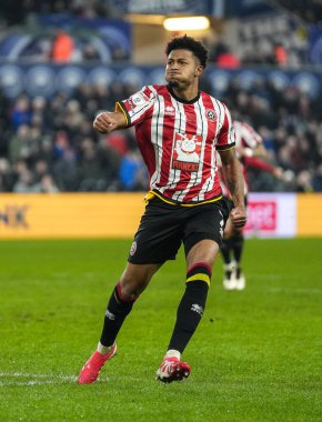 Sheffield United takımından Rhian Brewster, 21 Ocak 2025 'te İngiltere' nin Swansea.com Stadyumu 'nda oynanan Swansea City-Sheffield United maçında takımının ilk golünü atmasını kutluyor.