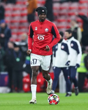 Ngalayel Mukau of Lille during the pre-game warmup ahead of  the UEFA Champions League - League Stage Liverpool v Lille at Anfield, Liverpool, United Kingdom, 21st January 2025 clipart