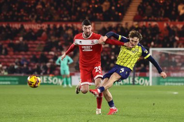 West Bromwich Albion takımından Callum Styles, 21 Ocak 2025 'te Middlesbrough-West Bromwich Albion maçında kaleye atış yaptı.