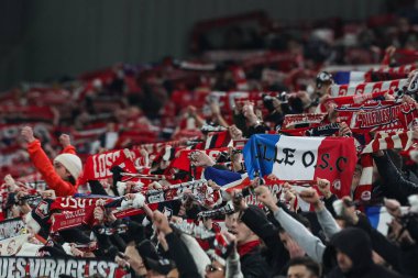 Lille taraftarları UEFA Şampiyonlar Ligi sırasında Lig Stage Liverpool vLille Anfield, Liverpool, İngiltere, 21 Ocak 2025
