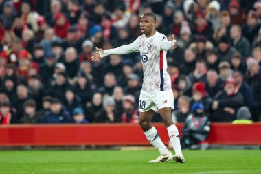 Lille 'den Bafod Diakit topu UEFA Şampiyonlar Ligi - Lig Sahnesi Liverpool - Liverpool Lille Anfield, Liverpool, İngiltere, 21 Ocak 2025