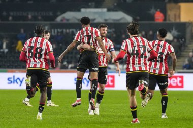 Sheffield United takımından Rhian Brewster, 21 Ocak 2025 'te İngiltere' nin Swansea.com Stadyumu 'nda oynanan Swansea City-Sheffield United maçında takımının ilk golünü atmasını kutluyor.