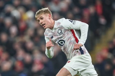 Lille 'den Hkon Arnar Haraldsson UEFA Şampiyonlar Ligi - Lig Sahnesi Liverpool-Lille Anfield, Liverpool, Birleşik Krallık, 21 Ocak 2025