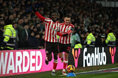 Sunderland takımından Eliezer Mayenda, 21 Ocak 2025 tarihinde İngiltere 'nin Pride Park Stadyumu' nda oynanan Derby County - Sunderland maçında golünü kutluyor.